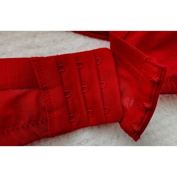Adore Me Bra 40H Deep Red Cage Straps Lined Underwire Lace Trim EUC Style LP1761 - Picture 5 of 10